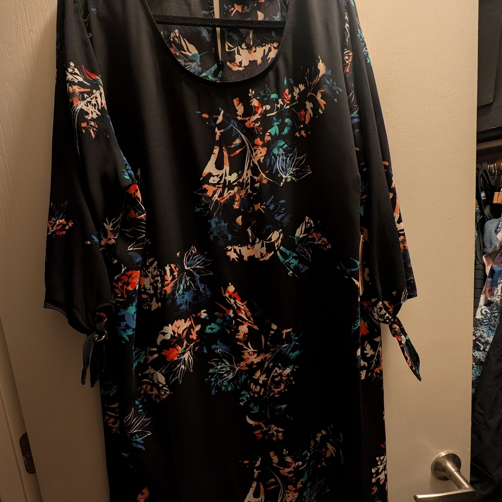 EVRI Black Dress with Colorful Floral Design
